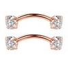 2pcs 16g 6mm 1/4inch stainless steel 3mm cubic zirconia gem internally thread curved barbell eyebrow tragus lip ring piercing jewelry - rose gold
