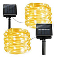 2pcs 1pcs Rope Tube LED Solar Lamp 12m 100 leds String Lights Outdoor Fairy Holiday Christmas Party Solar Garden Light Waterproof luz solar