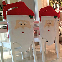 2pcs 2015 New Fashion Santa Clause Red Hat Chair Back Cover home Christmas Dinner Table Party Decor For Christmas