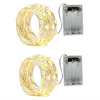 2pcs 2m String Lights 20 LEDs SMD 0603 Warm White White Red Waterproof Party Decorative AA Batteries Powered