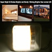 2Pcs 3.5W 6500K 2 X Neutral White 24 LED Caravan RV Jeep Fixture Single Dome Interior Light