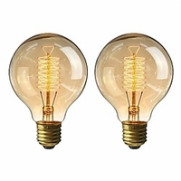 2pcs 40 W E26 / E27 G80 Warm White 2200-2800 k Retro / Dimmable / Decorative Incandescent Vintage Edison Light Bulb 220-240 V miniinthebox