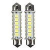 2pcs 44mm 2.6W 2835 24SMD White Festoon LED Interior Dome Light License Plate Bulb