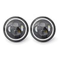 2pcs 7 Inch LED Headlights White/Yellow Light Beam Halo Angle Eye For Jeep Wrangler JK TJ LJ