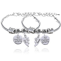 2pcs bbf best friends no matter where compass split broken heart double bracelets set friendship gift (charm bracelet)