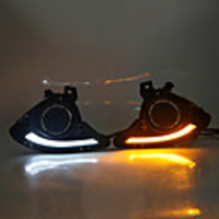 2Pcs Car Flashing DRL Daytime Running Light LED Daylight Yellow Turn Signal Fog Lamp Car-Styling ForMazda 2 2015-2017