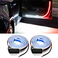 2pcs Car Interior Door Welcome Light LED Safety Warning Strobe Signal Lamp Strip 120cm Waterproof 12V Auto Decorative Ambient Lights