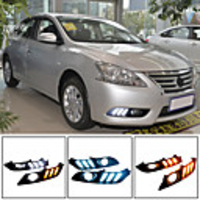 2Pcs Car Led Daytime Running Light with Yellow Turn Signal Fog Lamp Rear Reflector Fog Lights For Nissan Sylphy 13-15