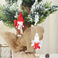 2pcs Christmas Decorations Red And White Wings Little Angel Pendant Creative Doll Ornaments