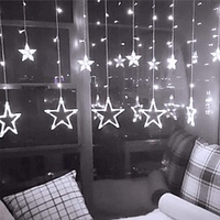2pcs Christmas Fairy Lights LED String Lights Star Garland Festoon 1pc on Window Curtain Bedroom Indoor Christmas Tree Decoration Halloween Wedding Stardust Lamp