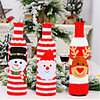2pcs Christmas Ornament Striped Knitted Wine Bottle Set Cartoon Old Man Wine Bottle Bag