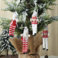 2pcs Christmas Ornaments Knitted Long-legged Puppet Pendant Creative Doll Old Man Doll Pendant