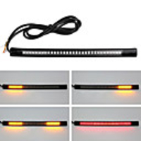 2pcs Flexible Motorcycle Brake Light 48LED License Plate Light Red Amber Tail Brake Stop Turn Signal Lamp With Cable Wire