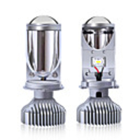 2Pcs H4 LED Bulb Three-color Lens For Automobile LED Headlights With Mini Projector Lens H4 LED Conversion Kit Automobiles Hi/Lo Beam LED Headlight