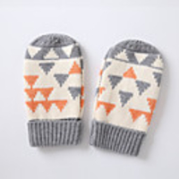 2pcs Infant Unisex Basic Plaid Knitting Cotton Gloves Light gray S / M / L