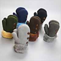 2pcs Kids / Toddler Unisex Active Patchwork Knitted Knitwear Gloves Black / Army Green / Light Brown One-Size