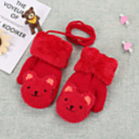 2pcs Kids Unisex Active Animal Knitted Knitwear Gloves Red / Blushing Pink / Wine One-Size