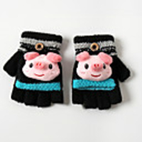 2pcs Kids Unisex Active Cartoon Half-finger Gloves Black / Blue / Red One-Size