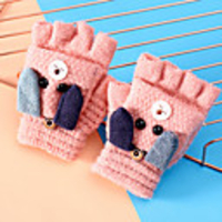 2pcs Kids Unisex Active Cartoon Knitted Wool Blends / Knitwear Gloves Red / Blushing Pink / Dusty Rose One-Size
