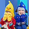 2pcs Kids Unisex Active Cartoon Mittens Gloves Blue / Yellow / Blushing Pink