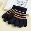 2pcs Kids Unisex Active Striped Full Finger Knitwear Gloves Black One-Size