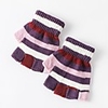 2pcs Kids Unisex Active Striped Half-finger Knitwear Gloves Purple One-Size