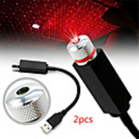 2pcs LED Car Roof Star Night Light Projector Atmosphere Galaxy Lamp USB Decorative Lamp Adjustable Multiple Lighting Effects