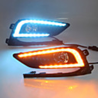 2Pcs LED Daytime Running Light Waterproof Signal Fog Lamp With Yellow Turn Signal For Chevrolet Cruze 2016-2017