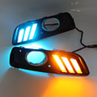 2Pcs LED DRL Daytime Running Light With Dynamic Moving Yellow Turn Signal And Blue Night Light For Chevrolet Chevy Malibu 2011-2015