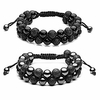 2pcs mens lava rock stone essential oil bracelets magnetic therapy hematite beads double layer bracelets macrame adjustable braided