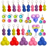 2PCS Mini Simple Dimple Sensory Fidget Toy Stress Relief Anti-Anxiety Autism Hand Toys for Kids Teen Adult,  Push Pop Bubble Keychain Sensory Therapy Toys for Home Classroom Party Favors Office miniinthebox