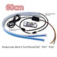 2Pcs New Slim RGB Flowing Sequential Flexible LED DRL For Headlight Strip Daytime Running Lights With Remote Control 60CM