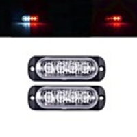 2Pcs Red Blue White Strobe Flash Emergency Warning Light 4LED 12V 24V Ultra-thin Side Lights Plastic Flashing Lights