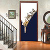 2pcs Self-adhesive Creative 3 Cute Cats Door Stickers For Living Room Diy Decorative Home Waterproof Wall Stickers miniinthebox