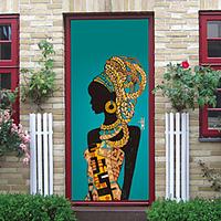 2pcs Self-adhesive Creative African Woman Door Stickers For Living Room Diy Decoration Home Waterproof Wall Stickers miniinthebox