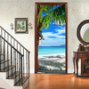 2pcs Self-adhesive Creative Seaside Coconut Tree Door Stickers For Living Room Diy Decoration Removable Home Waterproof Wall Stickers