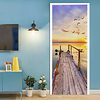 2pcs Self-adhesive Creative Seaside Plank Road Dusk Door Stickers For Living Room Diy Decoration Bedroom Home Waterproof Wall Stickers miniinthebox