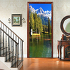 2pcs Self-adhesive Creative Snow Mountain Lake Scenery Door Stickers For Living Room Diy Decorative Home Waterproof Wall Stickers