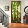 2pcs Self-adhesive Forest Landscape Door Stickers For Living Room Diy Bedroom Decoration Home Waterproof Wall Stickers