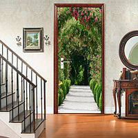 2pcs Self-adhesive Garden Path Door Stickers For Living Room Diy Decoration Home Renovation Waterproof Wall Stickers