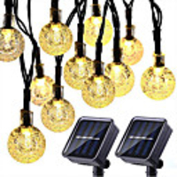 2PCS Solar String Lights 20 LED 5M Solar Patio Lights with 8 Modes Waterproof Crystal Ball String Lights for Patio Lawn Party Wedding Garden Decorations