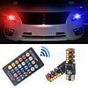 2pcs T10 w5w RGB LED Bulb 12SMD COB canbus 194 168 Car With Remote Controller Flash/Strobe Reading Wedge Light Clearance lights