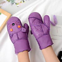 2pcs Toddler Unisex Active Animal Faux Leather / Wool Blends Gloves Black / Purple / Yellow One-Size