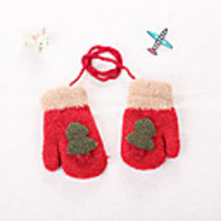 2pcs Toddler Unisex Active Cartoon Knitted Knitwear Gloves Blue / Red / Blushing Pink One-Size