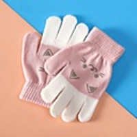 2pcs Toddler Unisex Active Cartoon Knitted Knitwear Gloves Purple / Blushing Pink / Khaki One-Size