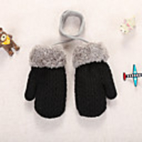 2pcs Toddler Unisex Active Solid Colored Knitted Knitwear Gloves Black / Blue / Khaki One-Size
