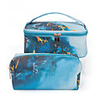 2pcs Travel Organizer Cosmetic Bag Travel Toiletry Bag Large Capacity Washable Travel Storage Durable Marble PU Leather Portable Foldable Luggage