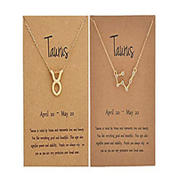 2pcs zodiac sign necklace for women 12 constellation necklace cz astrology zodiac gift for women (taurus)