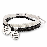 2pc/set stainless steel 8 infinity couple bracelet braided leather rope bangle wrist adjustable chain fit 7-9 inch for lover friendship (keep going (blackblack))