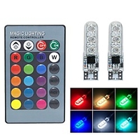 2pcs/set T10 w5w RGB LED Bulb 6SMD 5050 canbus 194 168 Car With Remote Controller Flash/Strobe Reading Wedge Light Clearance lights miniinthebox